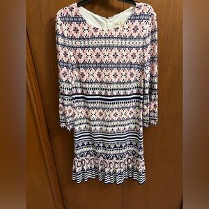 Eliza J  lined floral dress size 14 with tags. Pink, navy and white floral.